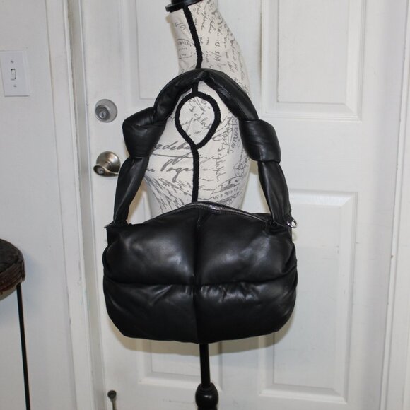 STYLISM Denmark Genuine Leather Black Puffer Quilted Handbag - Picture 1 of 16